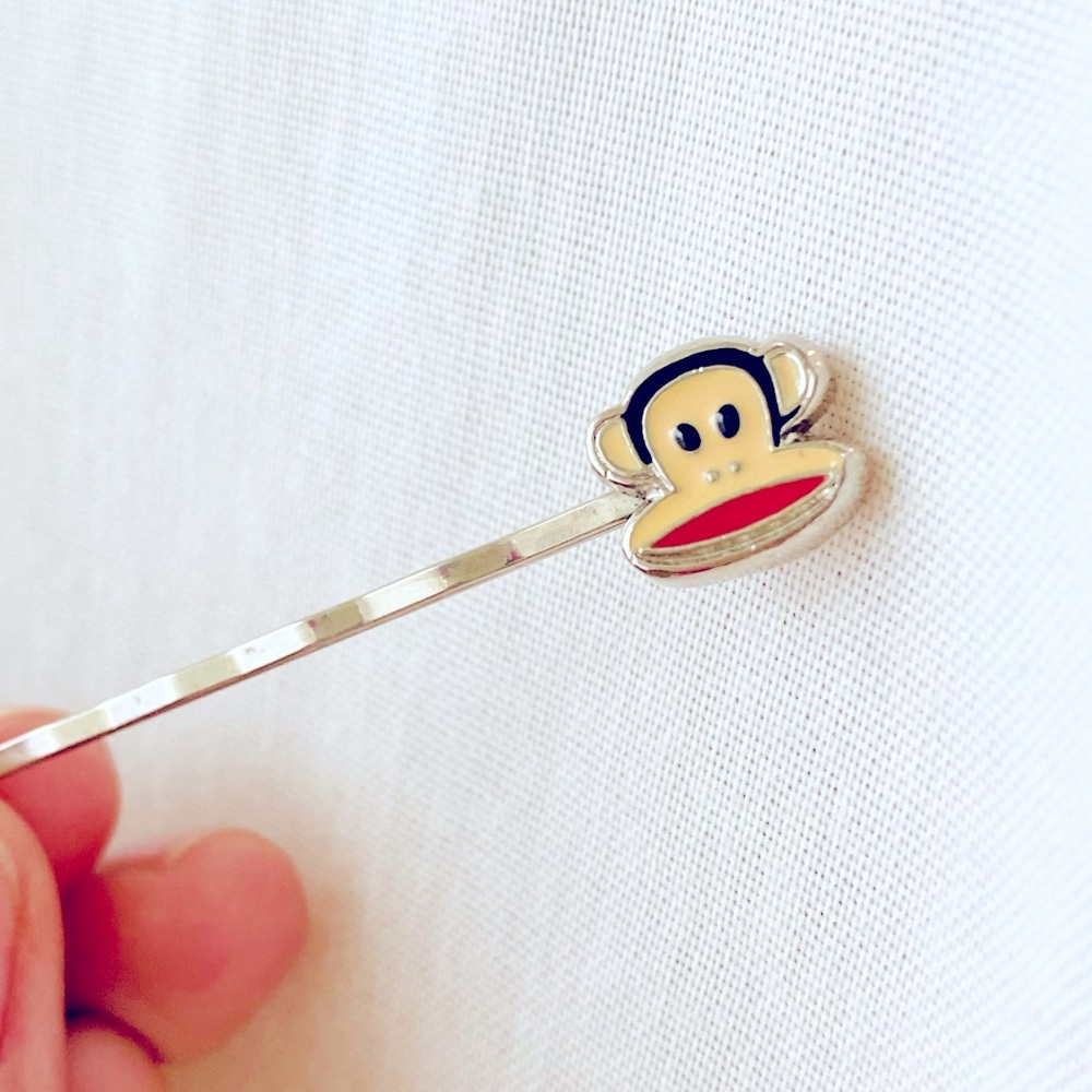 Iconic y2k Paul Frank Julius Bobby pin hair clip enamel monkey